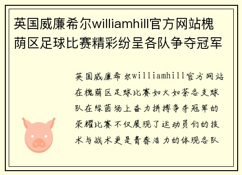 英国威廉希尔williamhill官方网站槐荫区足球比赛精彩纷呈各队争夺冠军荣耀展现青春风采