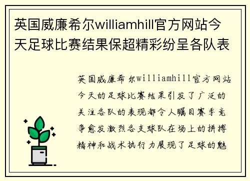 英国威廉希尔williamhill官方网站今天足球比赛结果保超精彩纷呈各队表现引人注目赛季竞争愈发激烈